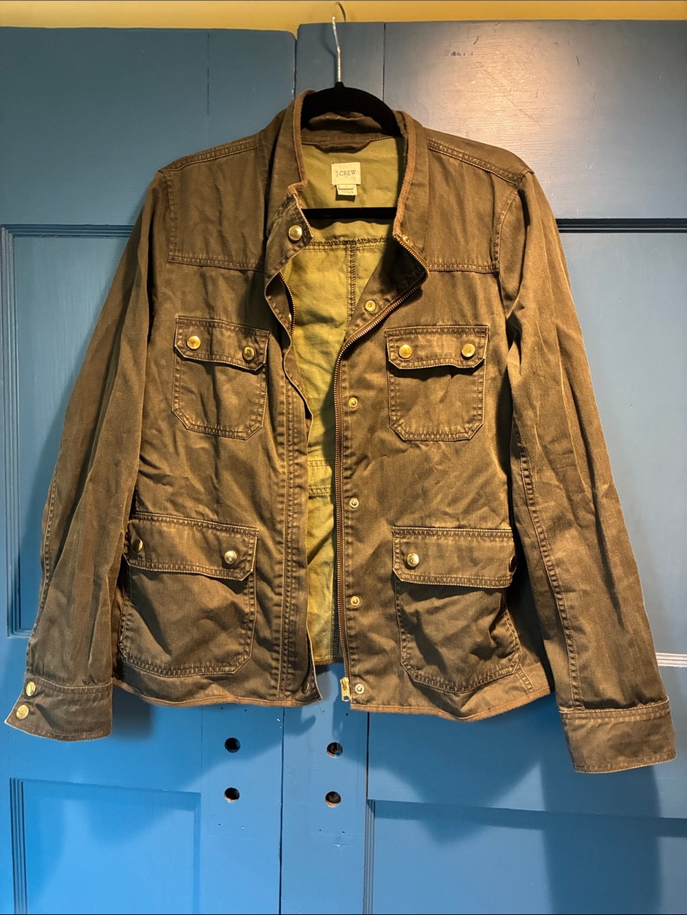 J. Crew Olive Field Jacket with Brass Snaps